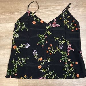 Gorgeous black silk delicately printed camisole six M